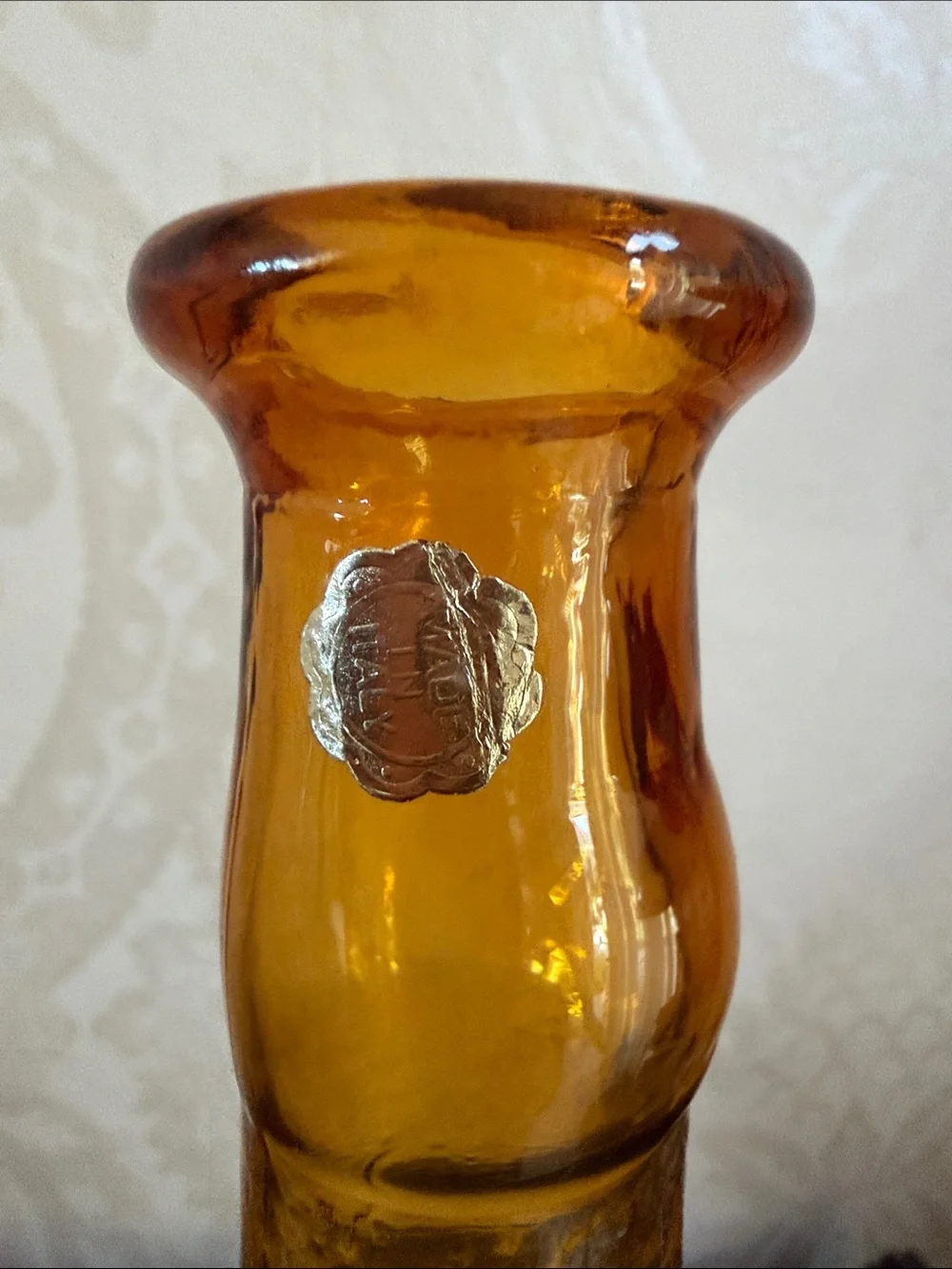 Vintage  mid-century Italian Empoli genie bottle decanter with no Stopper